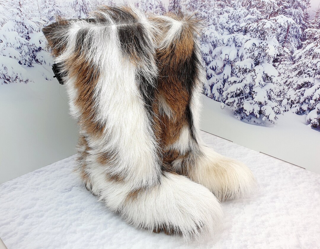 Bottes D'Hiver En Fourrure Mukluks Pour Homme - Taille 43 EU - Fourrure De Chèvre, Doublure Mouton