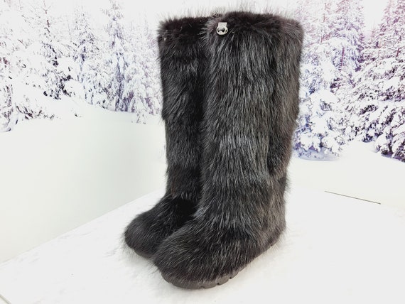 High Beaver Fur Boots for Women PATCHWORK Sheet Knee Winter Boots Snow Boots Etsy Australia