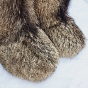 Super fluffy Brown gray real goat fur boots for women image 3