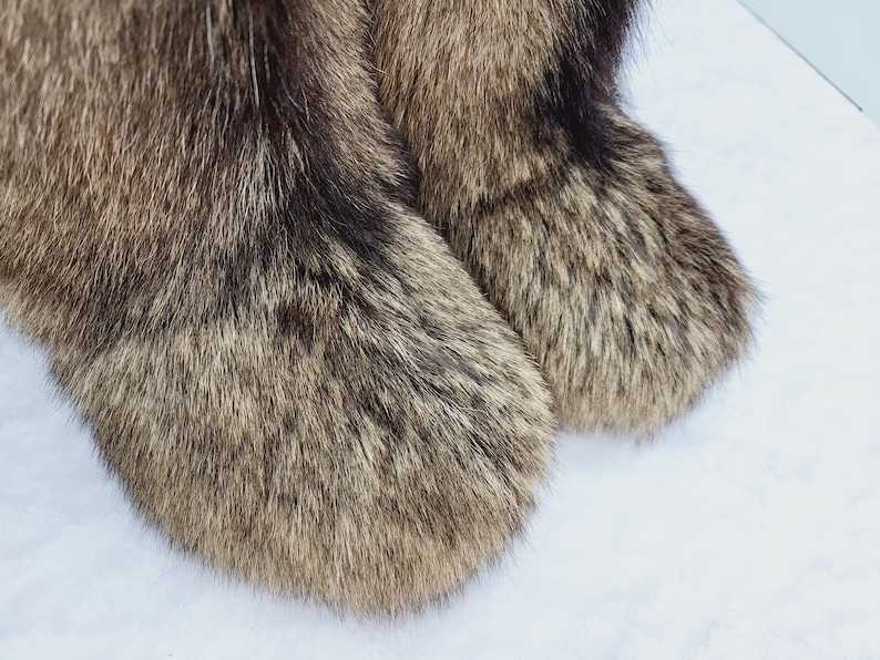 Super fluffy Brown gray real goat fur boots for women image 3
