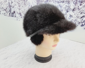 Black Jockey fur winter Hat Women musk beaver snow hat