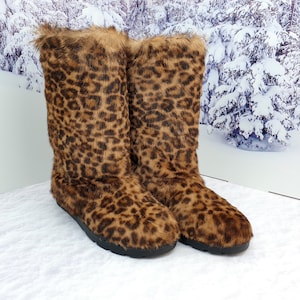 Blue leopard print boots hot sale