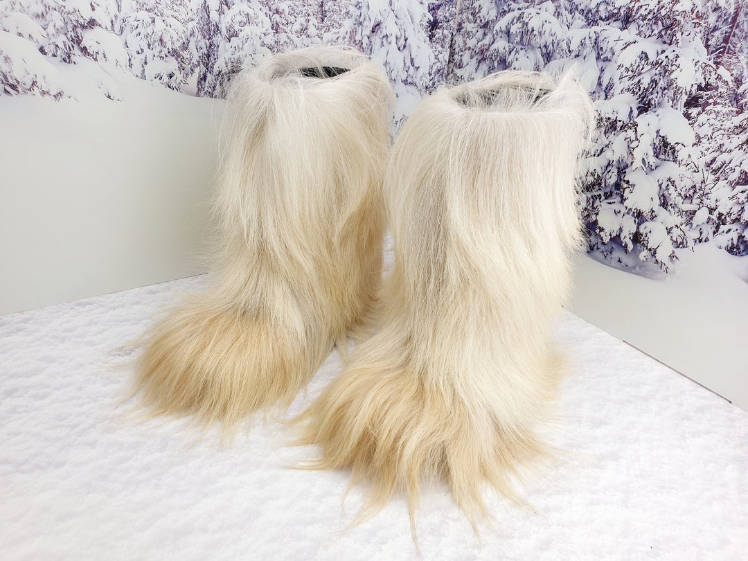Super Shaggy Yeti Goat Fur Boots New Apres Ski Boots Snow Women Boots ...