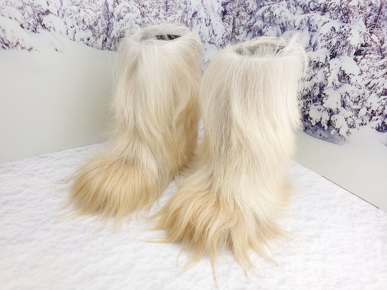 Super Shaggy Yeti Goat Fur Boots New Apres Ski Boots Snow Etsy Canada