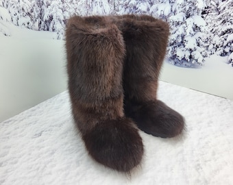 SALE 36 EU 5 (5.5) US Waterproof Brown musk beaver fur high fur boots