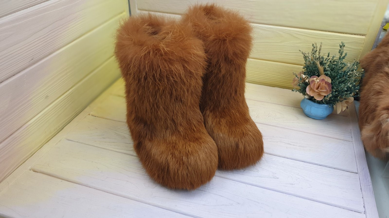 Botas de invierno de piel de los niños botas de conejo de Etsy