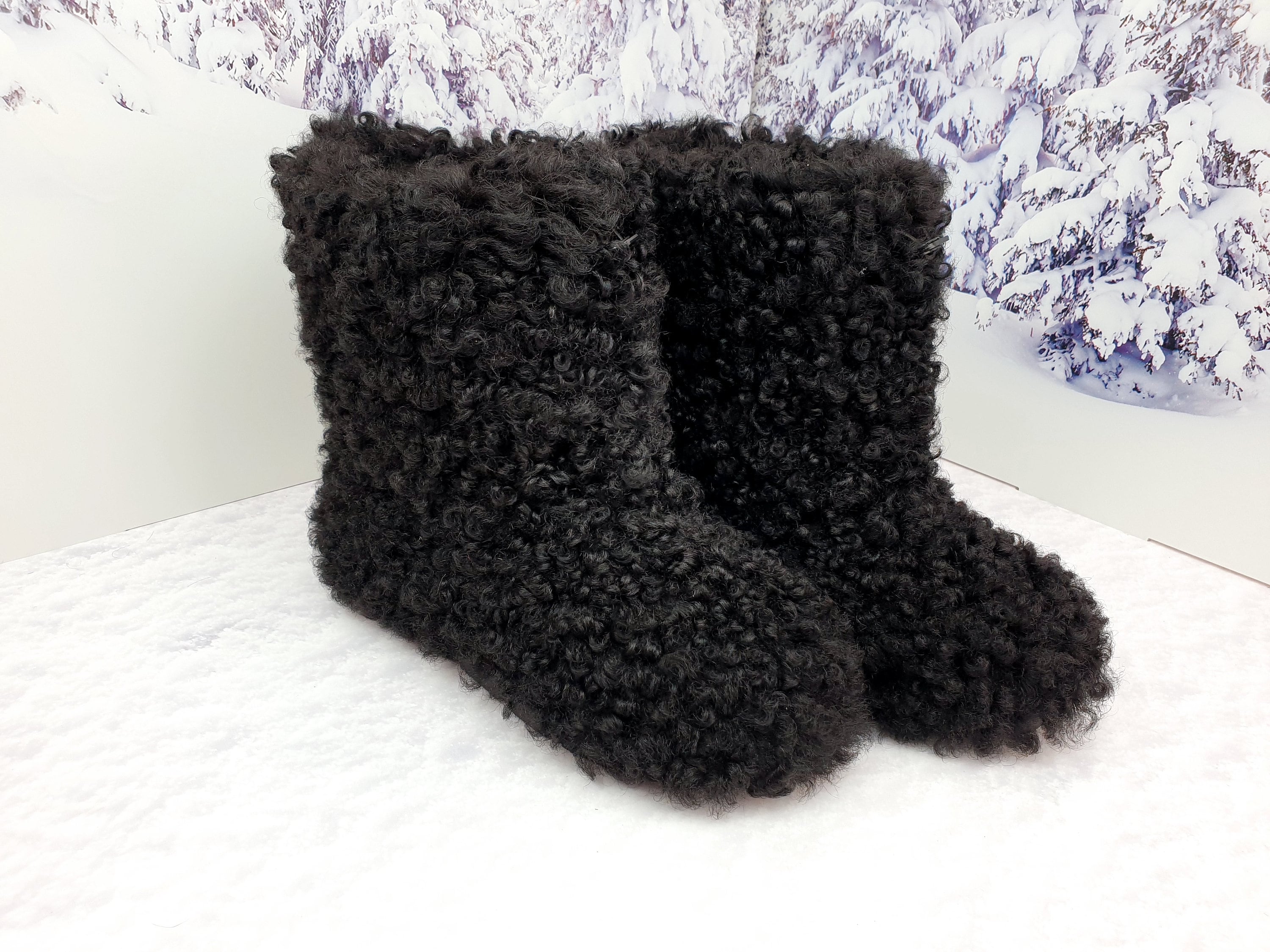 White Curly Women Winter Sheep Fur Boots From Kalgan Lamb Etsy