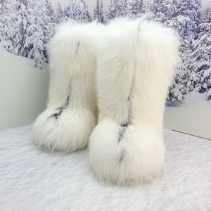 White Arctic Fox Fur Boots for Women Winter Fur Boots Mukluks - Etsy