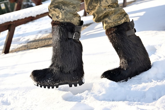 Long Fur Men Winter Boots Mukluk Viking Boots 