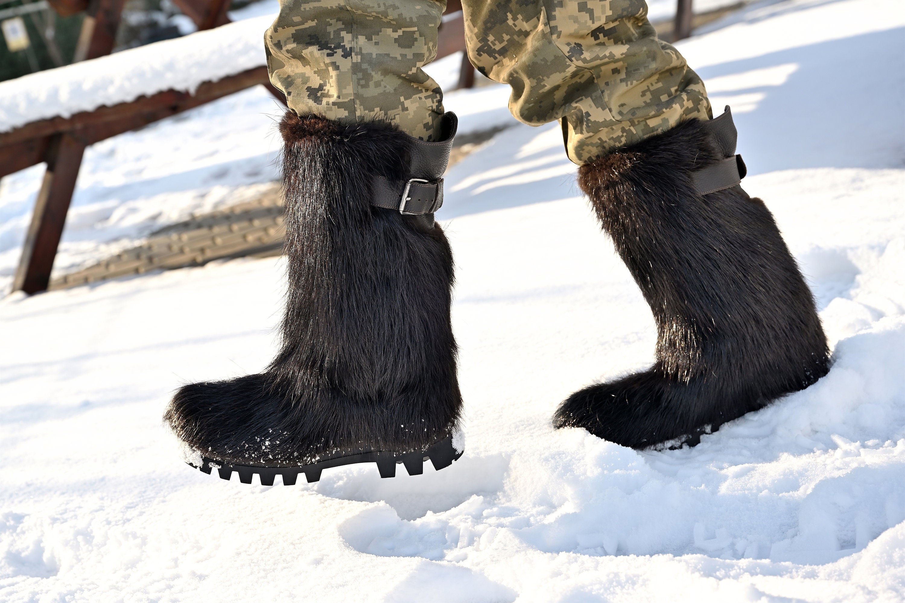 Long Fur Men Winter Boots Mukluk Viking Boots