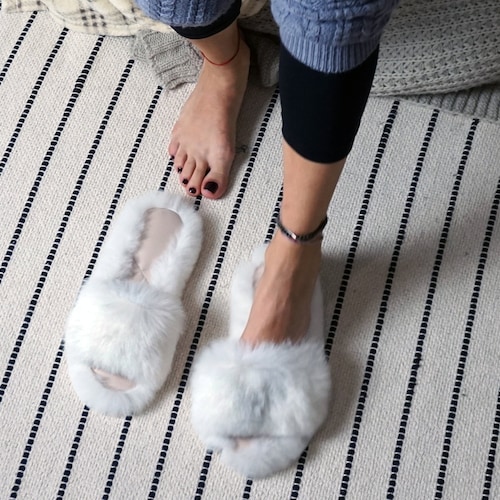 Women's Shoes Leather Slippers White - Etsy
