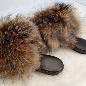 Raccoon Women Slippers Slippers Leather Slippers Natural - Etsy
