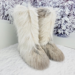 41 EU 10 US Echt Ziegen Fell Yeti Stiefel für Frauen Winter Fell Stiefel