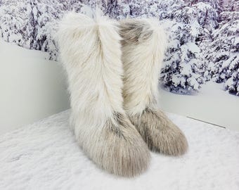Botas Yeti de piel de cabra auténtica para mujer, talla 41 UE, talla 10 EE. UU., botas de invierno de piel