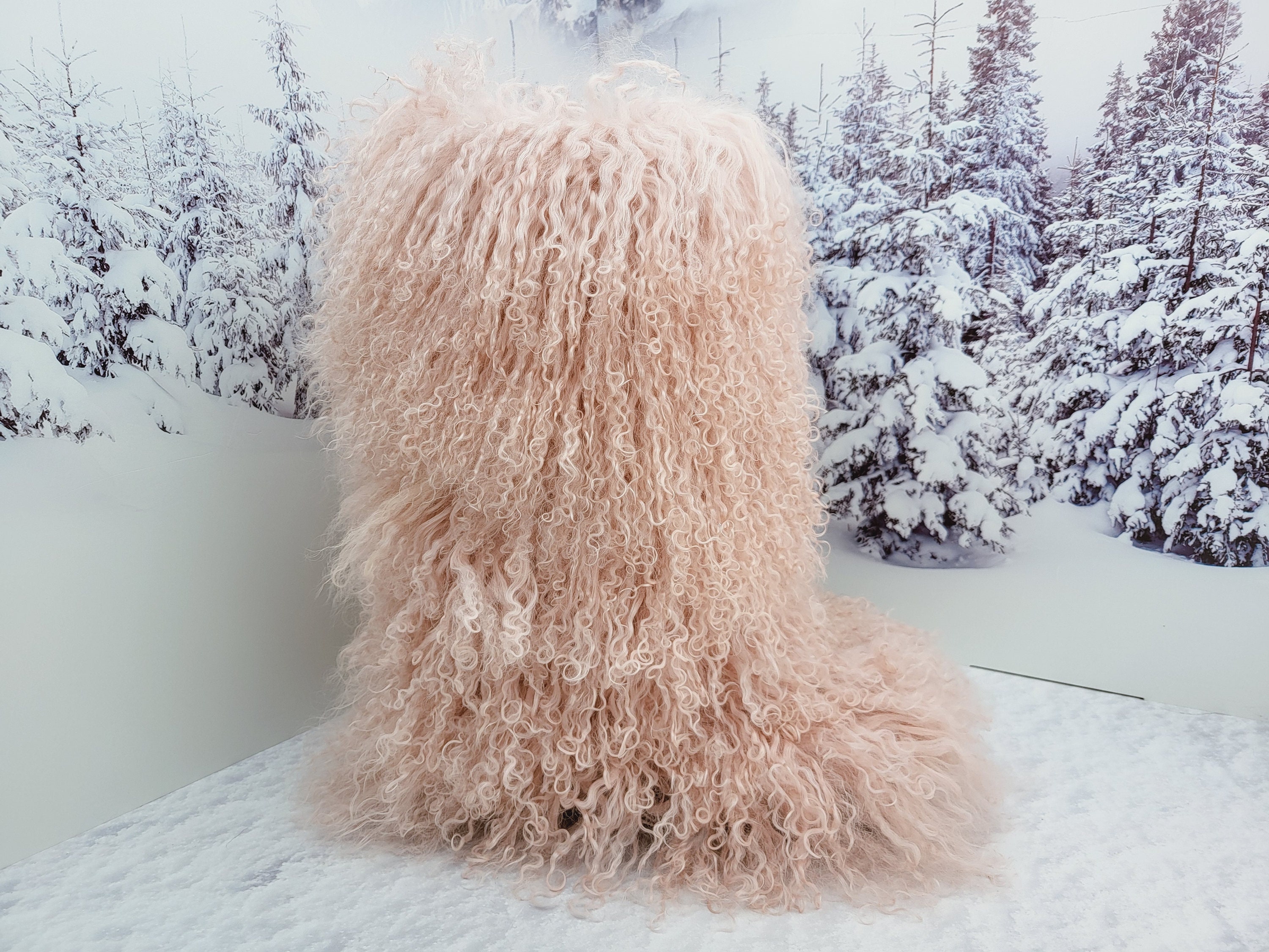 Super Shaggy Real Llama Fur Women Different Color Outdoor Winter