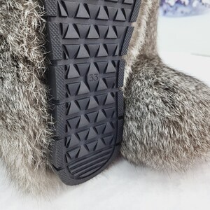 33 EU Gray kids fur winter boots cozy soft rabbit fur youth boots, girls snow boots, yeti boots for kids, children mukluks image 9