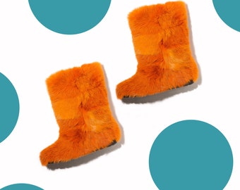 orange fur boots