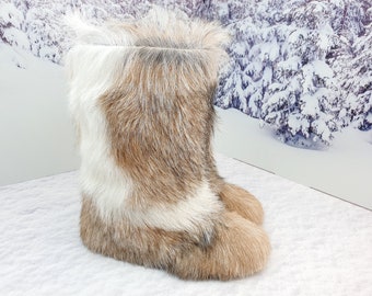 Light brown real goat fur women boots Women snow boots Mukluks