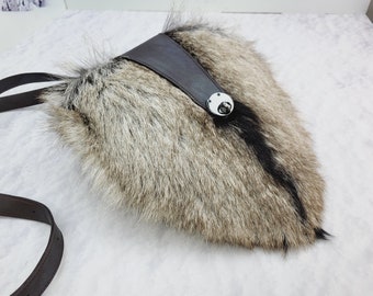 Crossbody bag Exclusive brown goat fur bag Genuine leather purse