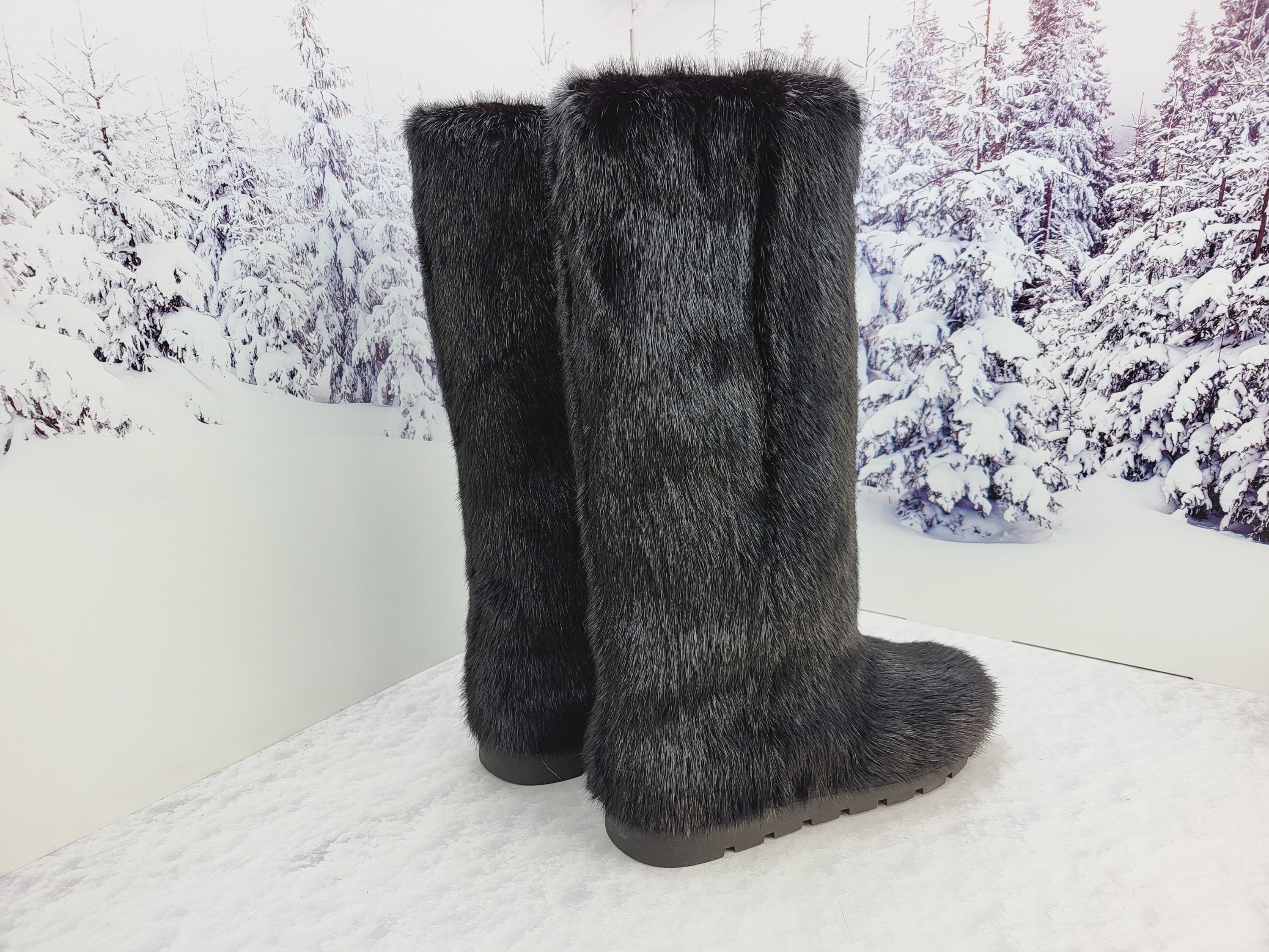 Stivali Da Neve Neri Lucidi Con Pelliccia - Foto 9