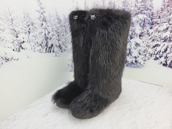 High Brown Beaver Fur Boots for Women Knee Winter Boots Snow Boots - Etsy  Israel