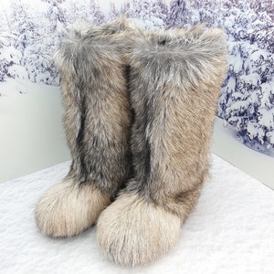 Choose Own Color Goat Fur Winter Boots CUSTOM Viking Snow Boots Men ...