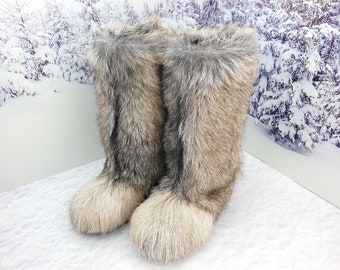Choose own color goat fur winter boots CUSTOM Viking snow boots Men mukluks