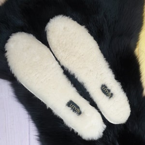 Genuine sheepskin fur insoles for kids, women, men image 1