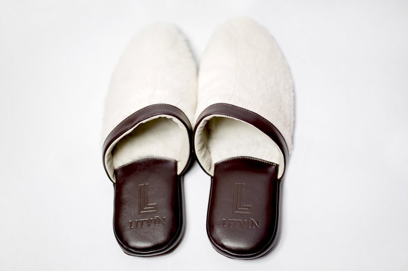 Claret Red/white Slippers Men's House Shoes Leather Etsy