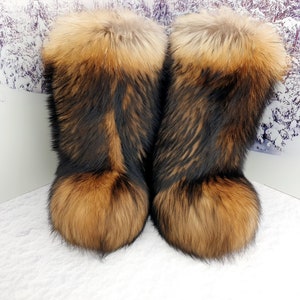 Männer Waschbär Fell Winterstiefel Mukluks Yeti Stiefel für Männer Männer Schneestiefel