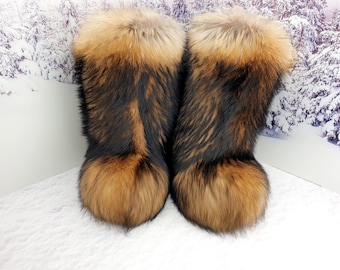 Men raccoon fur winter boots Mukluks Yeti boots for men Men snow boots