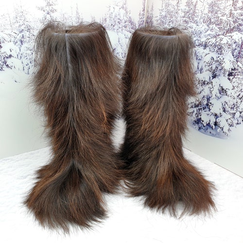 Knee Shaggy Women Yeti Boots Winter Real Goat Fur Boots Long Fur Boots