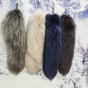 Real polar Fox Tail for costumes Fur keychain Large bushy tails