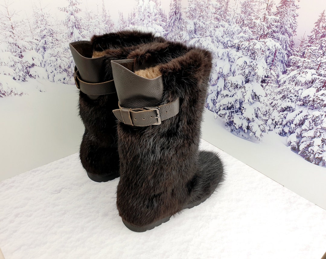 Real Nutria Fur Men Winter Boots Mukluk Viking Boots -  Norway