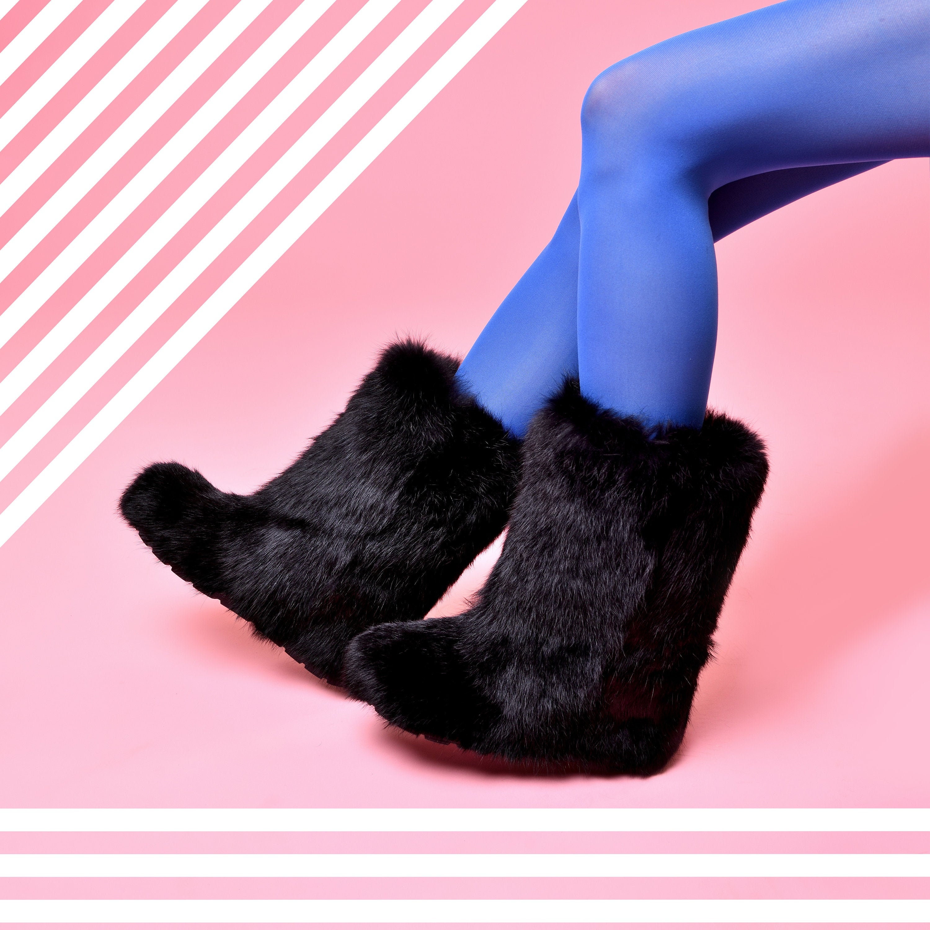 Black Rabbit Winter Boots for Women Mukluk Boots Black 