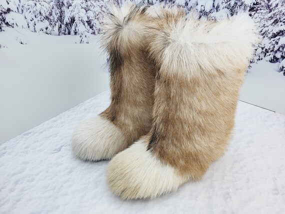 38 EU Creamy Brown Yeti Goat Fur Boots 7-7.5 US Women Winter - Etsy Sweden