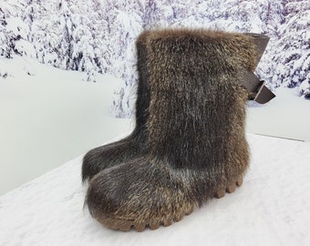 Winter Boots Fellstiefel Jagd Wasserdichte Kurze Echt Nutria Pelz