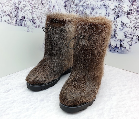 Men's Short Winter Real Fur Boots Mukluks for Men -  Sweden