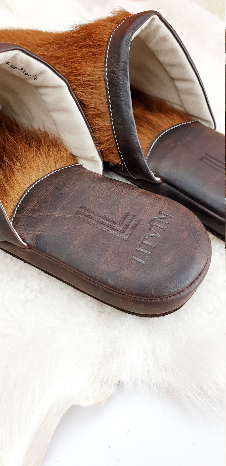 Brown Slippers Men's House Shoes Leather Etsy