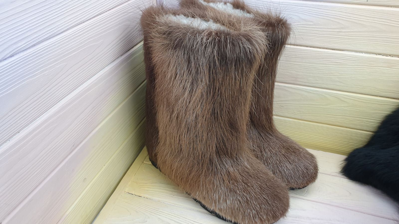 CLEARANCE Brown real fur boots sale yeti bootslong boots Etsy