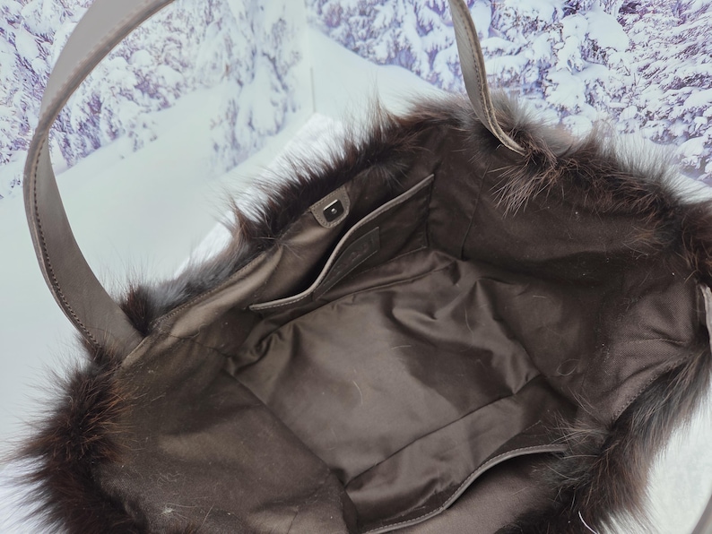 Real red fox fur shopping bag Women genuine fur purse image 14