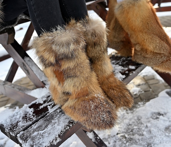 Coyote Fur Winter Boots for Women Wild Style Boots Furry - Etsy Israel