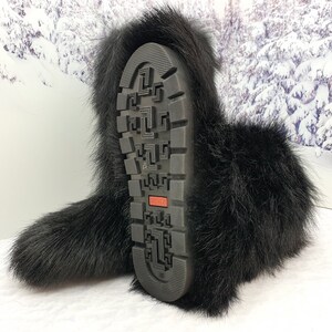 Black goat fur yeti boots for women Furry Eskimo boots Mukluks image 6