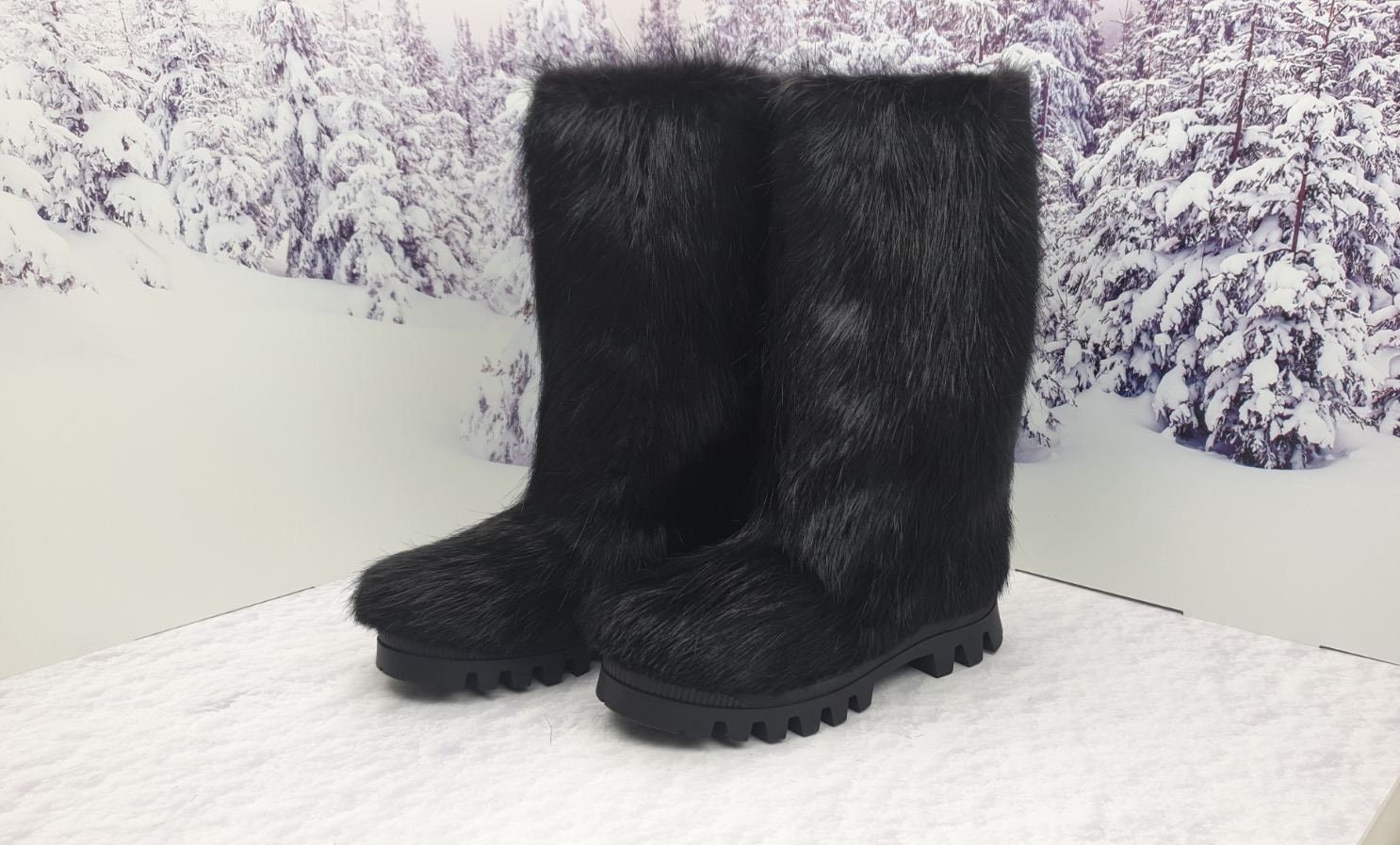 Black Fur Boots for Men, Mukluks,viking Boots, Yeti Boots 