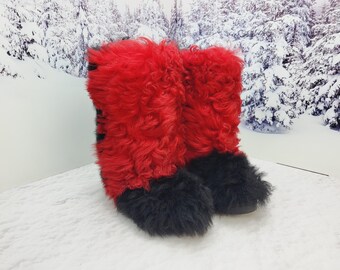 37 EU 6-6.5 US Bottes hautes en fourrure de toscane véritable, bottes d'hiver mouton eskimo pour femmes