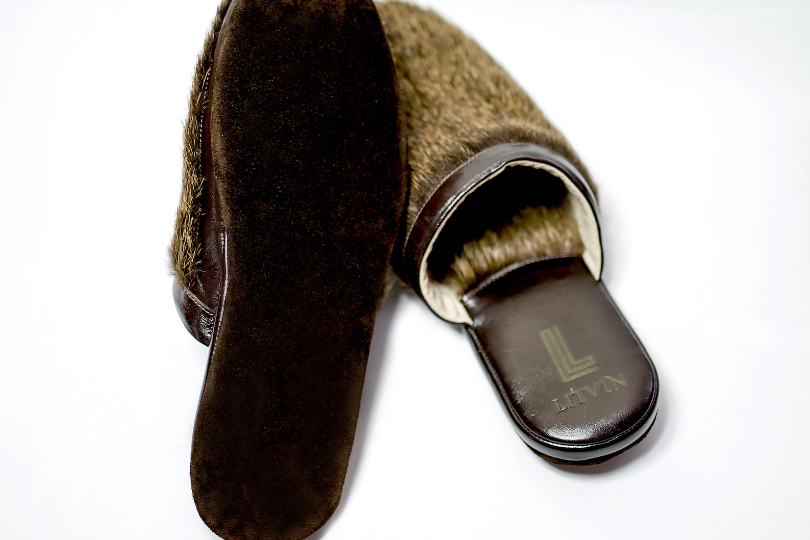Brown Slippers Men's House Shoes Leather Etsy