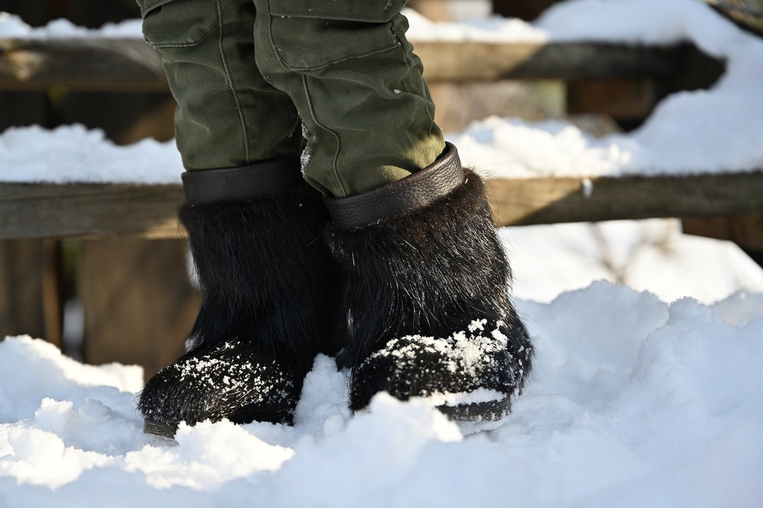  Children's fur winter boots,red fox fur toddler boots, girls  snow boots, kids mukluks, yeti boots for kids, children winter shoe, kids  boots