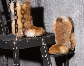 Fox fur boots for men, mukluks, yeti boots,viking boots, Snow boots,Eskimo mukluk boots, long boots, Boyfriend gift, Father gift LITVIN