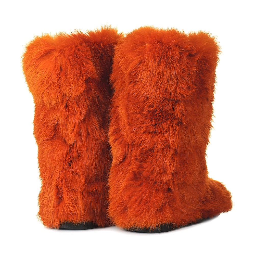 Orange Rabbit Boots for Women Mukluk Boots Yeti Boots | Etsy