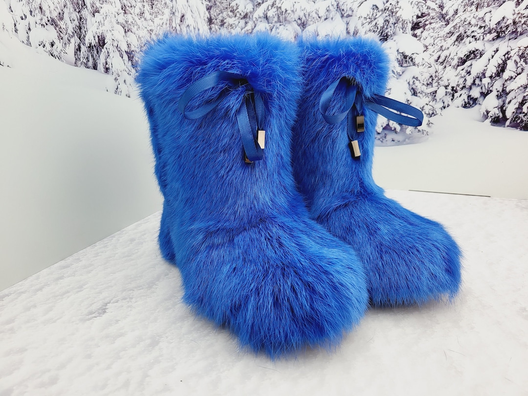 Real Rabbit Fur Ankle Boots for Women, Different Colour Rabbit Fur ...